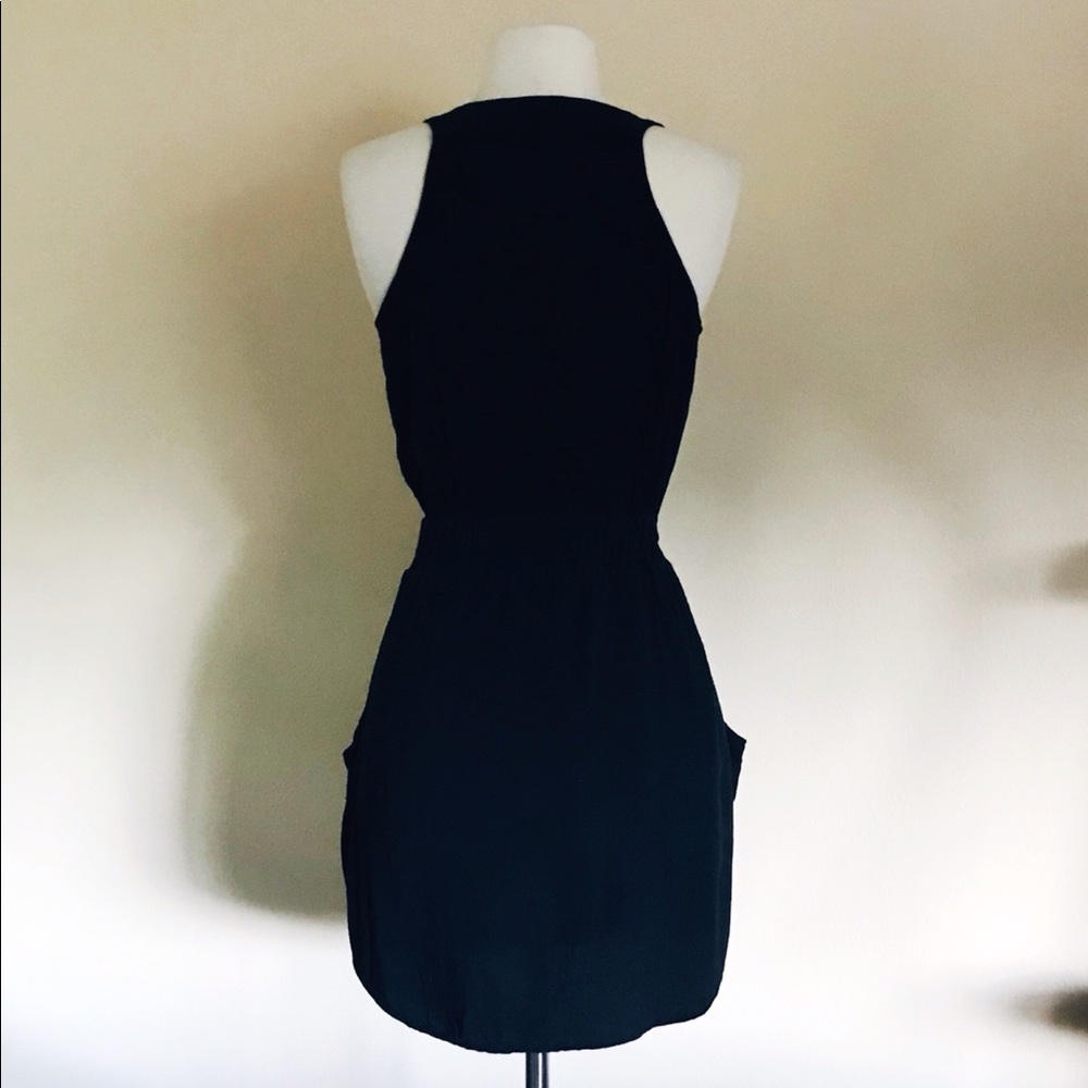 AQUA Surplice Wrap Sleeveless Mini Pocket Dress XS - Picture 3 of 10